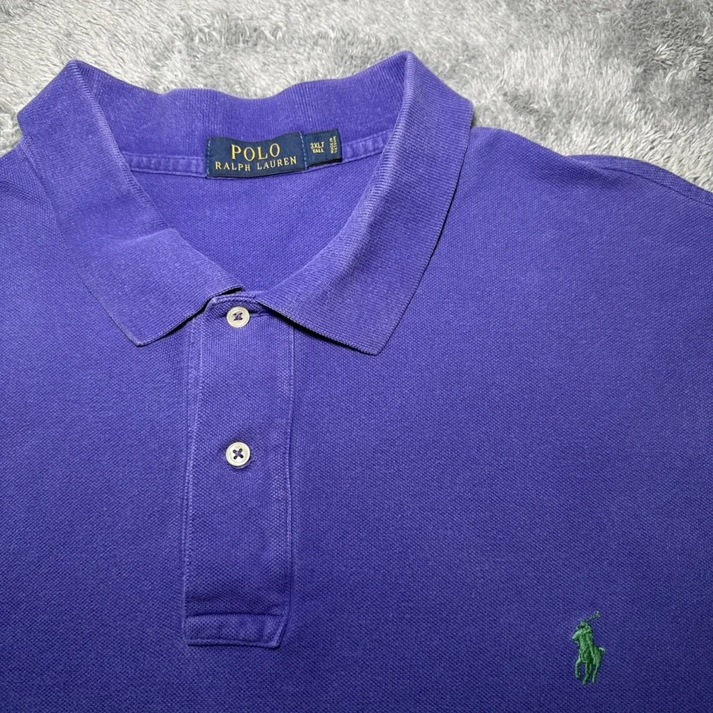 Polo Ralph Lauren Men's 3XLT Purple Short Sleeve Polo Shirt Green Pony